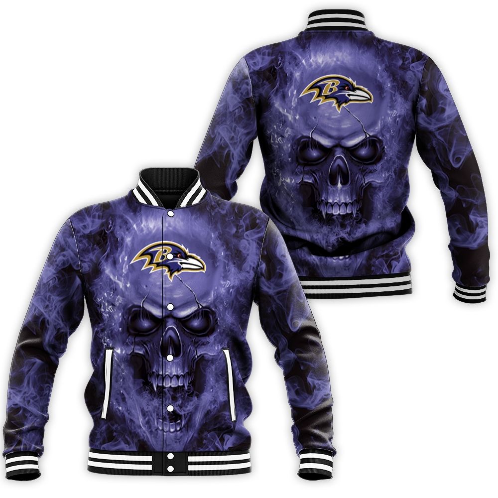 Baltimore Ravens Skull Full Print Baseball Jacket