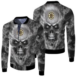 Boston Bruins Nhl Fans Skull Fleece Bomber Jacket