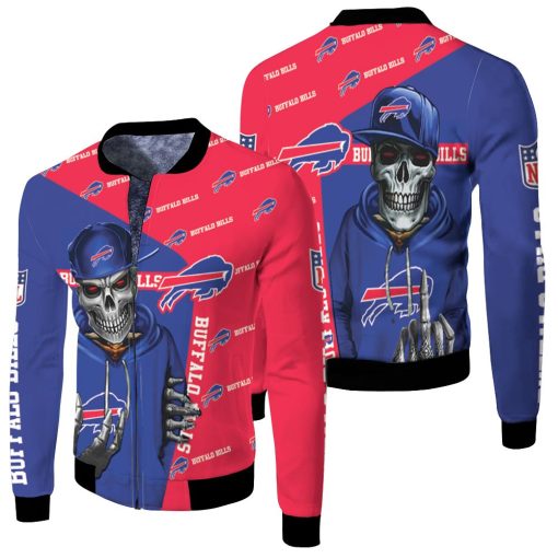 Buffalo Bills Hip Hop Skull 3d Jersey Fleece Bomber Jacket