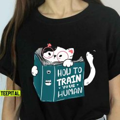 Cute Cat Reading A Human Training Book Unisex T-Shirt