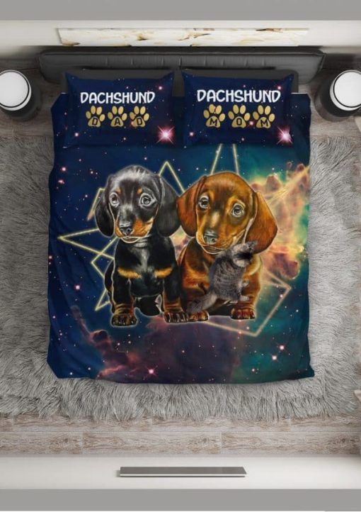 Dachshund Dog Dad And Mom Bedding Set