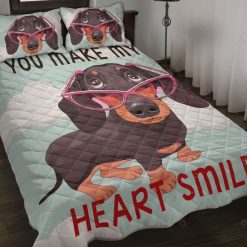 Dachshund Dog You Make My Heart Smile Bedding Set