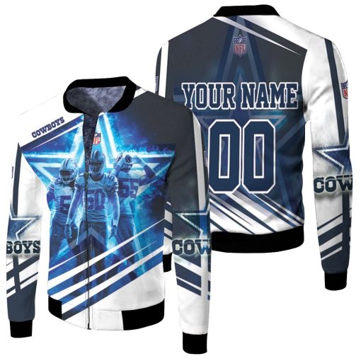 Dallas Cowboys Jaylon Smith 54 Sean Lee 50 Leighton Vander Esch 55 3d Personalized Fleece Bomber Jacket