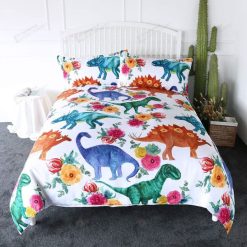 Dinosaur With Floral Print Bedding Set