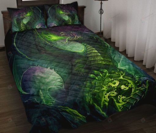 Dragon Fire Green Moutain Art Style Bedding Set