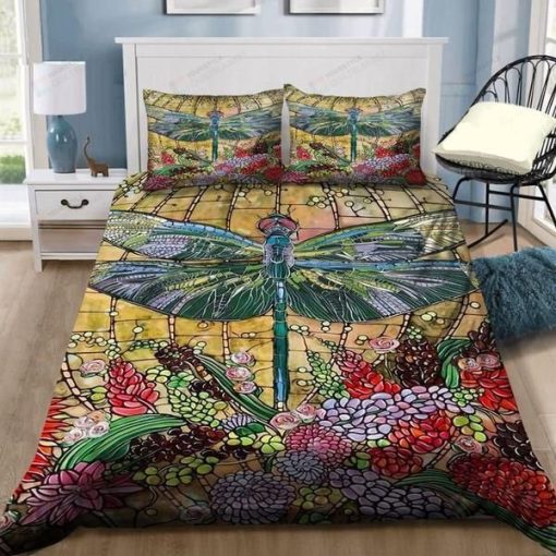 Dragonfly Flower Vintage Bedding Set