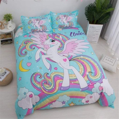 Cute Unicorn Rainbow Bedding Set
