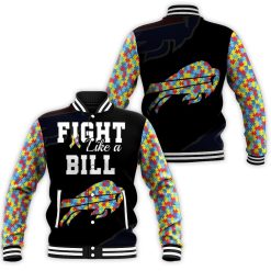 Fight Like A Buffalo Bills Autism Support Baseball Jacket