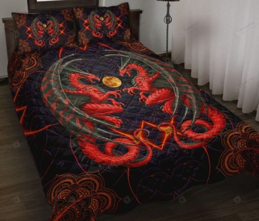Fire Dragon Mandala Vingate Art Style Bedding Set