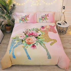 Floral Unicorn Horse Pattern Bedding Set