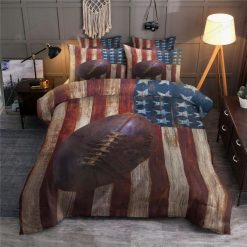 Football And American Flag Bedding Set