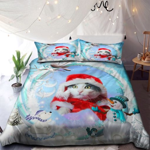 Funny Cat Merry Christmas Bedding Set