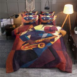 Geometric Jazz Saxophonist Bedding Set