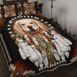 Golden Retriever Dog Native American Rosette Bedding Set