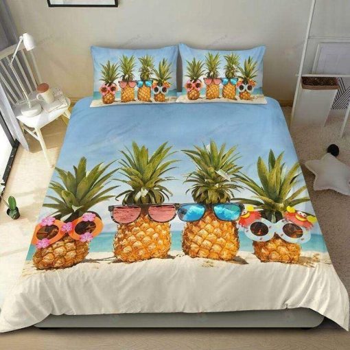 Hawaiian Beach Funny Pineapple Sunglasses Bedding Set