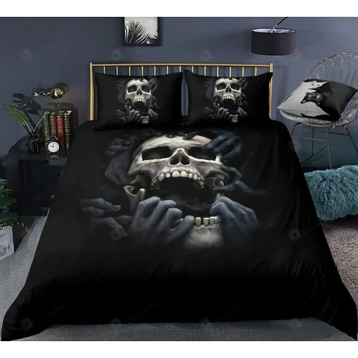 Horrible Skull Black Bedding Set