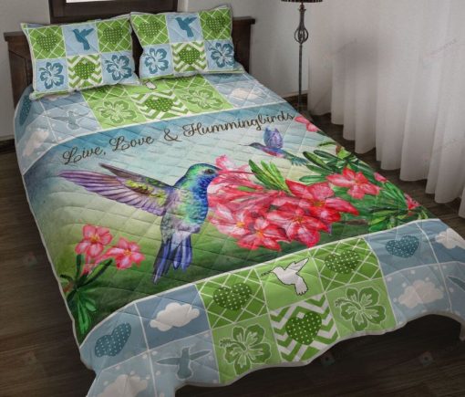 Hummingbird Live Love Patchwork Pattern Bedding Set