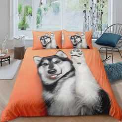 Huskey Cute Orange Bedding Set