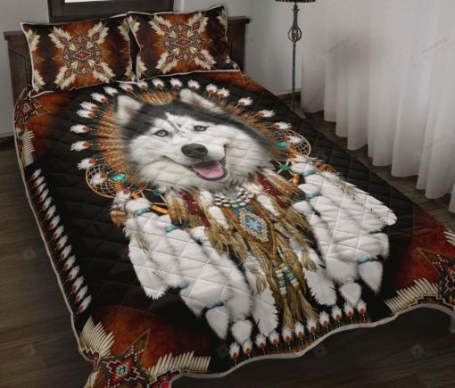 Husky Dog Native American Bedding Set