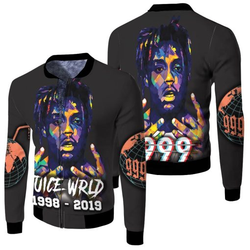 Juice Wrld 999 Rap Hip Hop Color Sketch Fleece Bomber Jacket