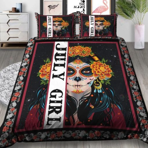 July Sugar Skull Girl Flower Bedding Set