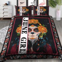 June Sugar Skull Girl Flower Bedding Set