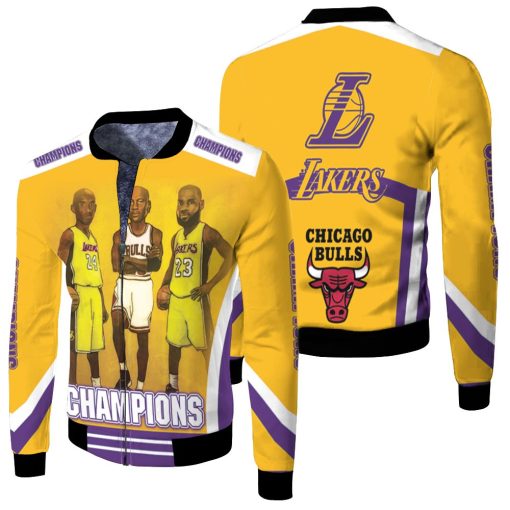 Kobe Bryant Michael Jordan Lebron James Funny Animation Legends For Fan Fleece Bomber Jacket