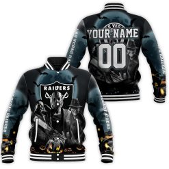 Las Vegas Raiders Halloween Horror 3d Personalized Baseball Jacket