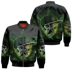 Leaf Green Cool Skull 3d Jersey Bomber Jacket