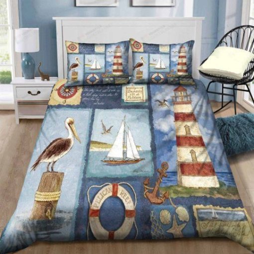 Lighthouse And Beach Stuffs Picture Bedding Set