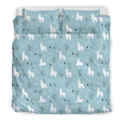 Llama Pattern Blue Bedding Set