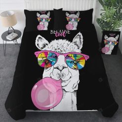Llama With Sunglasses Because Cool Black Bedding Set