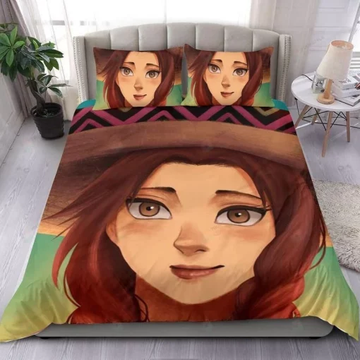 Mexican Girl Art With Cowboy Hat Bedding Set