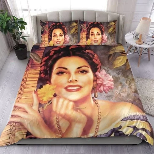 Mexican Girl Flower Art Bedding Set