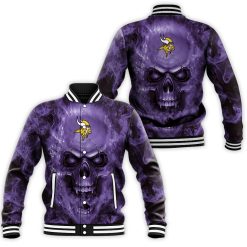 Minnesota Vikings Nfl Fans Skull Baseball Jacket