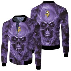 Minnesota Vikings Nfl Fans Skull Fleece Bomber Jacket