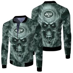 New York Jets Nfl Fans Skull Fleece Bomber Jacket