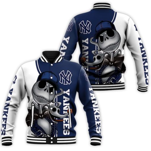 New York Yankees Jack Skellington And Zero Baseball Jacket