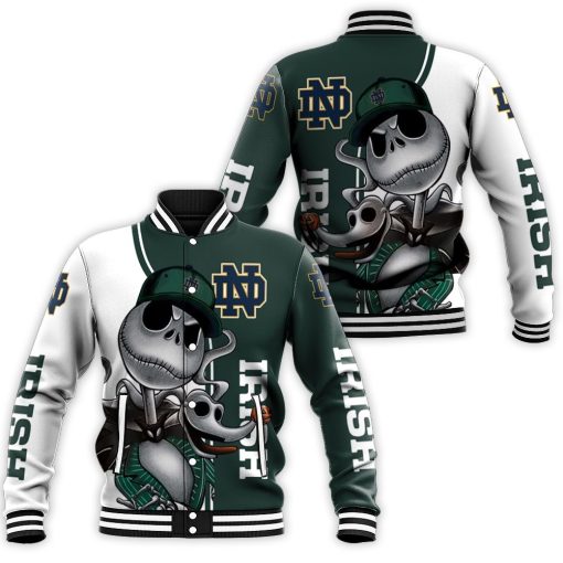 Notre Dame Fighting Irish Jack Skellington And Zero Baseball Jacket