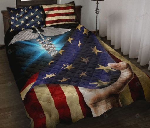 Nurse Symbol American Flag Bedding Set