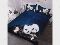 Panda And Blue Galaxy Bedding Set