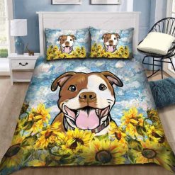 Pet Dog Pit Bull Sunflower Bedding Set