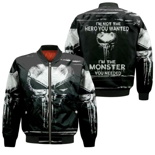 Punisher Skull Im Not The Hero You Wanted Im The Monster You Needed 3d T Shi Bomber Jacket