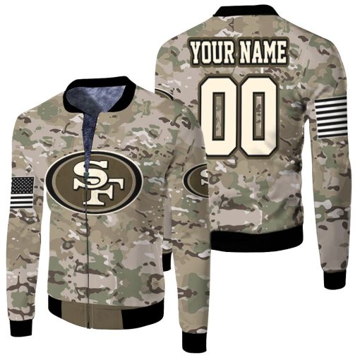 San Francisco 49ers Camouflage Veteran 3d Personalized Fleece Bomber Jacket