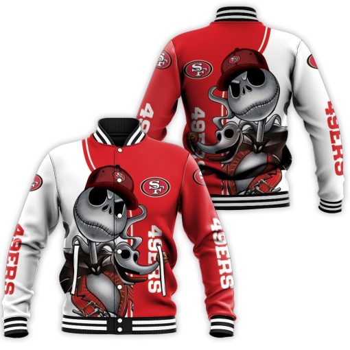 San Francisco 49ers Jack Skellington And Zero Baseball Jacket