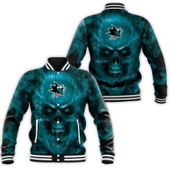 San Jose Sharks Nhl Fans Skull Baseball Jacket