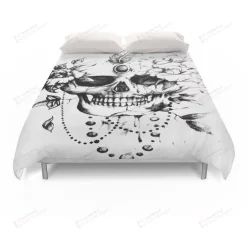 Skull Floral Sketching Bedding Set