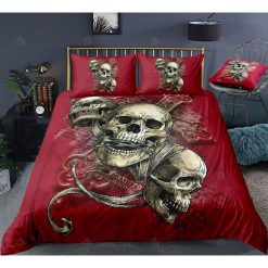 Skull Series Red Bedding Set