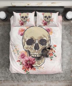 Skull Skeleton Flowers Bedding Set