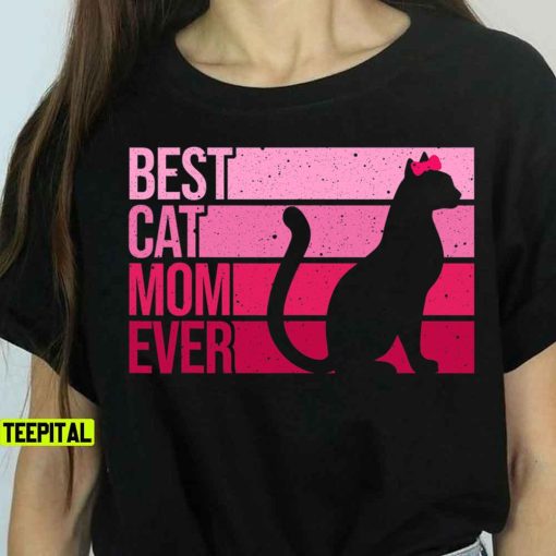 Best Cat Mom Ever Pink Ribbon T-Shirt